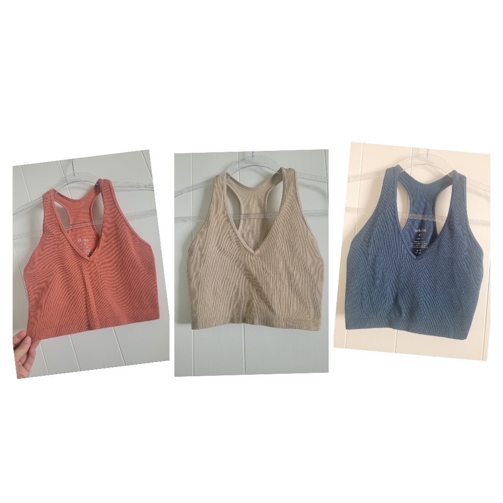 Set of Three Ribbed Racerback Crop Tops